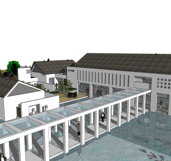 新中式休闲度假别墅草图大师模型，sketchup模型免费下载