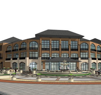 欧式酒店草图大师模型，酒店sketchup模型免费下载