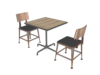 <em>工业风</em>休闲桌椅免费su模型，休闲桌椅sketchup模型下载