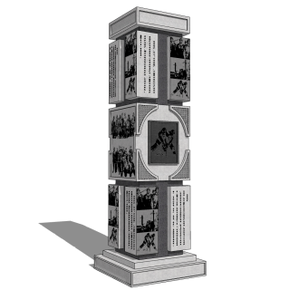 中式文化景观柱草图大师模型，文化景观柱sketchup模型免费下载