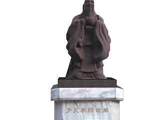 中式孔子雕塑su模型,摆件草图大师模型下载