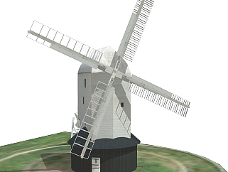 現代發電家用風車skb文件，風車sketchup模型下載