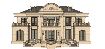 欧式别墅su模型下载、欧式别墅草图大师模型下载