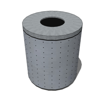 现代水泥垃圾桶草图大师模型，垃圾桶SU模型下载