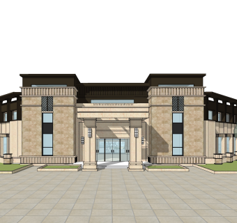 新古典商业会所草图大师模型，商业综合体商业综合体sketchup模型免费下载