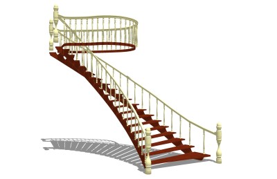 现代实木弧形楼梯草图大师模型，实木弧形楼梯sketchup模型免费下载