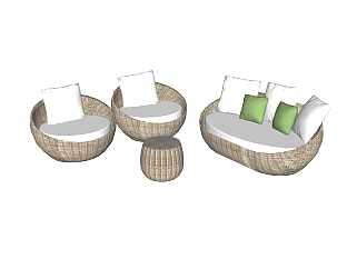 现代户外椅组合草图大师模型，户外椅sketchup模型下载