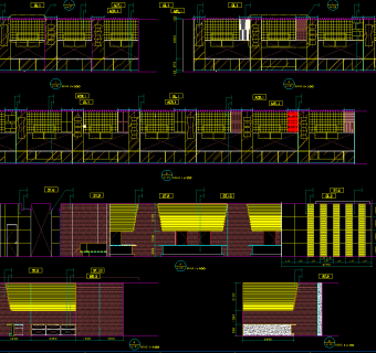万象城美食广场设计CAD施工图，餐厅CAD布置图下载