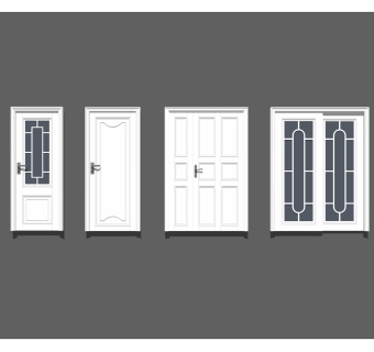 现代欧式门草图大师模型，欧式门SU模型下载