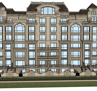 欧式公寓楼草图大师模型，公寓su模型下载