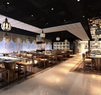 现代简约活鱼火锅店cad图纸，火锅店cad施工图下载