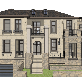 欧式别墅su模型下载、欧式别墅草图大师模型下载