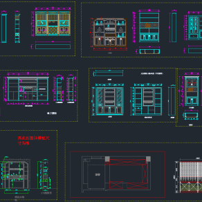 原创酒格造型酒柜CAD图库，酒柜CAD图纸下载