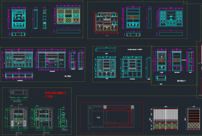 原创酒格造型酒柜CAD图库，酒柜CAD图纸下载