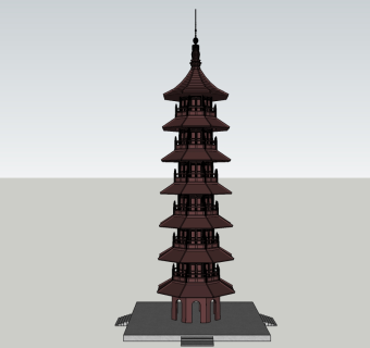 中式塔楼草图大师模型skp模型，塔楼sketchup模型skp文件下载