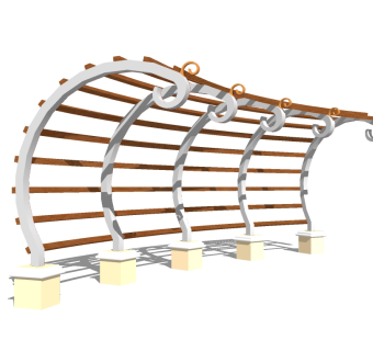 欧式造型廊架草图大师模型，造型廊架sketchup模型下载
