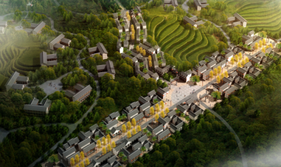 餐饮一条街鸟瞰效果图