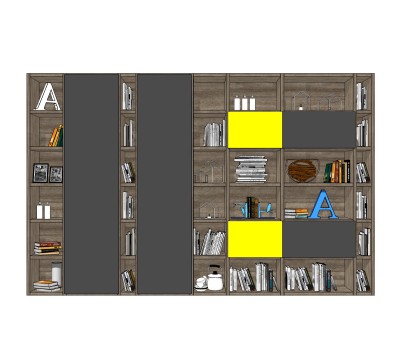 实用隔断书架草图大师模型，简约书柜效果图su模型下载