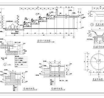 入口广场跌水CAD工程图纸免费下载