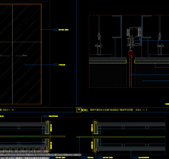 电动感应门节点大样图，感应门cad施工图纸下载