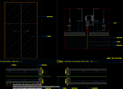 电动感应门节点大样图，感应门cad施工图纸下载