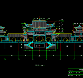 广东大岭山观音寺cad图纸，寺庙建筑cad施工图下载