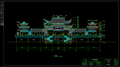 广东大岭山观音寺cad图纸，寺庙建筑cad施工图下载