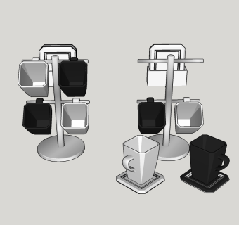 现代简约马克杯草图大师模型，马克杯sketchup模型
