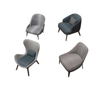 现代布艺单人沙发su模型，单人沙发sketchup模型下载