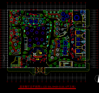 生态餐厅装修CAD图纸，餐厅CAD平面布置图