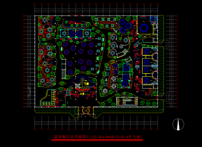生态餐厅装修CAD图纸，餐厅CAD平面布置图