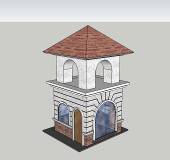 门卫亭草图大师模型， 门卫亭sketchup模型下载