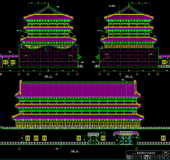 船造型仿古饭店建筑图，饭店CAD建筑图纸下载