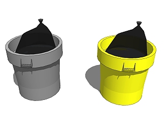 现代塑料垃圾桶草图大师模型，垃圾桶SU模型下载