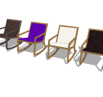 现代实木摇椅组合su模型，摇椅草图大师模型下载
