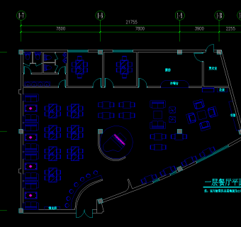 咖啡厅装修平面图，CAD立面图