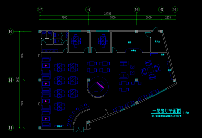咖啡厅装修平面图，CAD立面图