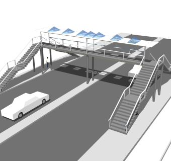 现代人行天桥草图大师模型，人行天桥sketchup模型免费下载