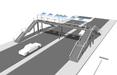 现代人行天桥草图大师模型，人行天桥sketchup模型免费下载
