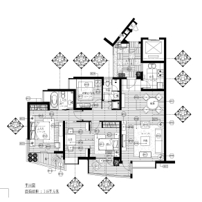 金基翠城B户型施工图及家具搭配图CAD下载、施工图及家具搭配图CAD下载