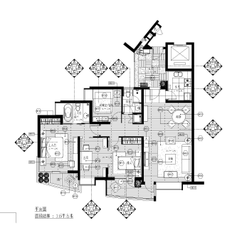 金基翠城B户型施工图及家具搭配图CAD下载、施工图及家具搭配图CAD下载