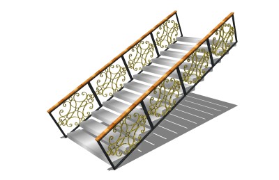 欧式单跑楼梯草图大师模型，单跑楼梯sketchup模型免费下载