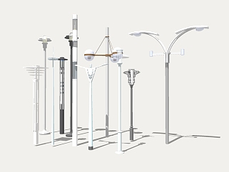 现代创意造型路灯组合草图大师模型，创意造型路灯组合sketchup模型下载