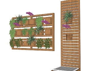 <em>垂直绿化</em>植物墙su模型下载，绿植背景墙草图大师模型