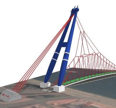 悬索桥设计草图大师模型下载，sketchup悬索桥su模型分享