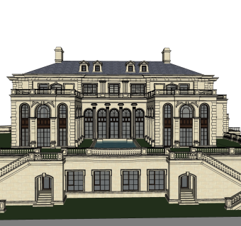欧式别墅外观草图大师模型，SU模型免费下载