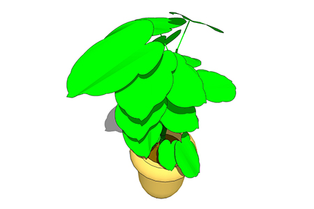 绿萝盆栽sketchup模型，手绘绿植草图大师模型下载