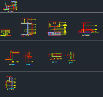 建筑玻璃隔断CAD节点大样施工图，cad玻璃隔断建筑施工图纸下载