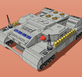 现代战车草图大师模型，战车sketchup模型