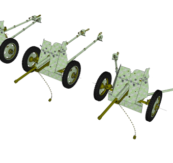 苏联M1937型45毫米反坦克炮su模型,苏联M1937型45毫米反坦克炮sketchup模型下载